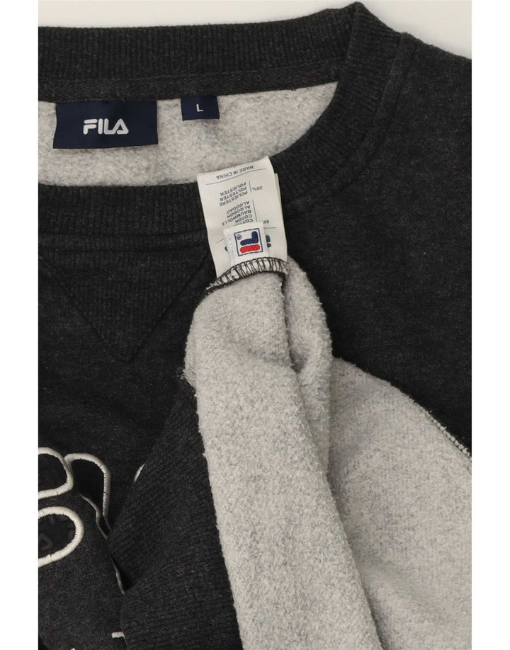 Fila Мужской свитшот с графическим рисунком, большой серый хлопковый джемпер