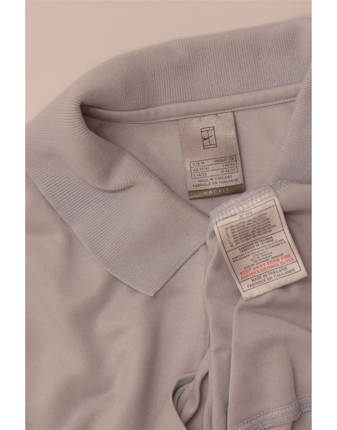 Мужская рубашка-поло NIKE UK 39/41, хлопковая, среднего синего цвета