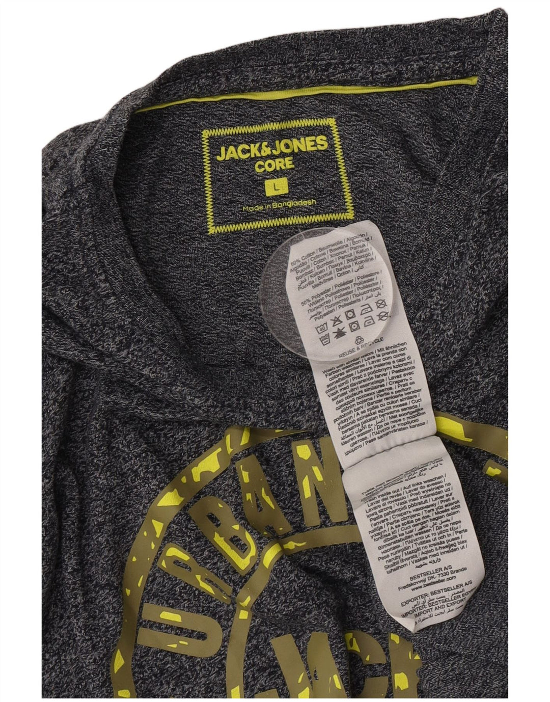Мужская футболка с рисунком Jack & Jones Core, большой серый хлопок с крапинками