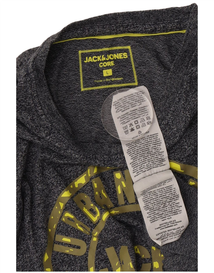 Мужская футболка с рисунком Jack & Jones Core, большой серый хлопок с крапинками