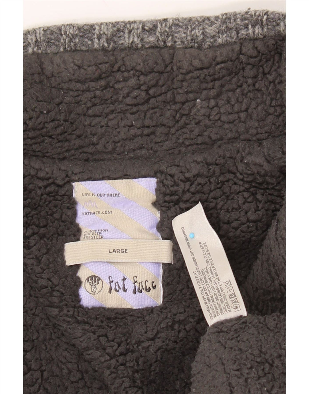 Мужской свитер FAT FACE с воротником на молнии, большой серый из овечьей шерсти