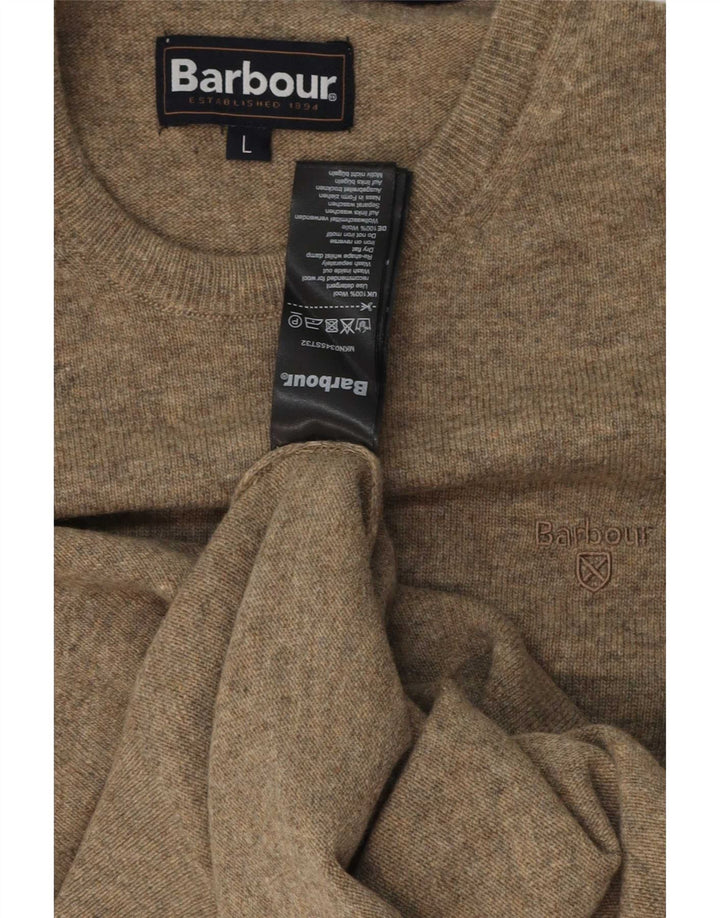 Мужской джемпер с круглым вырезом Barbour, большой серый шерстяной свитер