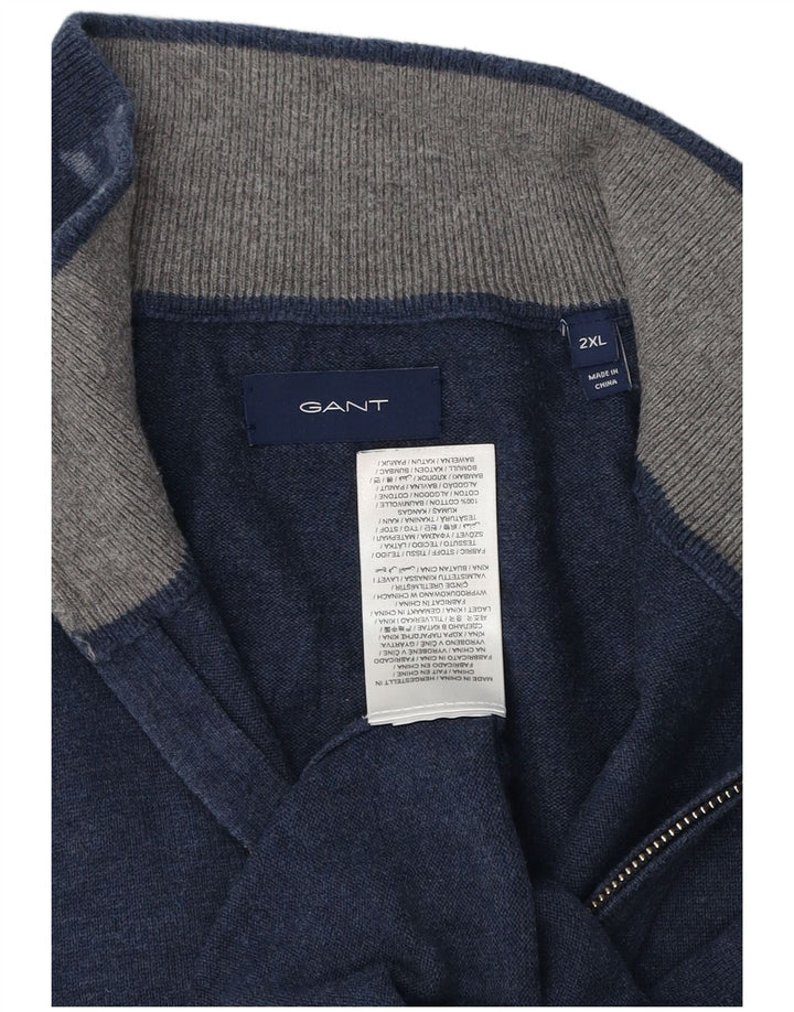 Мужской свитер Gant на молнии с воротником 2XL, темно-синий, хлопок
