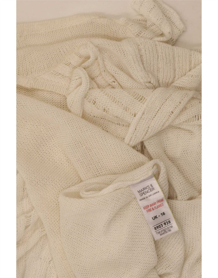 Женский открытый кардиган с оборками спереди Marks & Spencer UK 16, большой белый