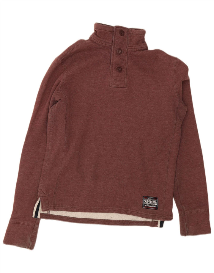 Мужская толстовка с воротником на пуговицах Superdry, маленький бордовый хлопок, джемпер