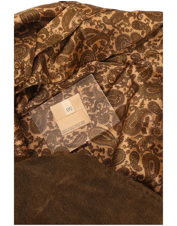 Винтажный мужской замшевый жилет IT 50 средний коричневый кожаный