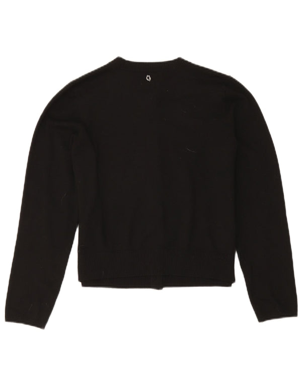 Guess Womens Crop Cardigan Sweater UK 12 Medium Black Polyester