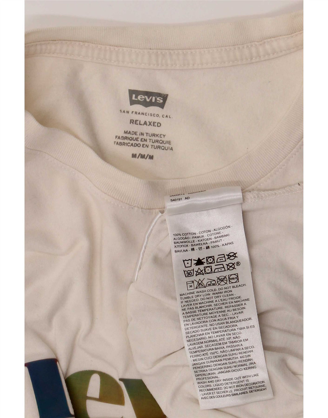 Женская футболка свободного кроя с графическим рисунком Levi's, хлопковый топ, средний размер (Великобритания) белого цвета