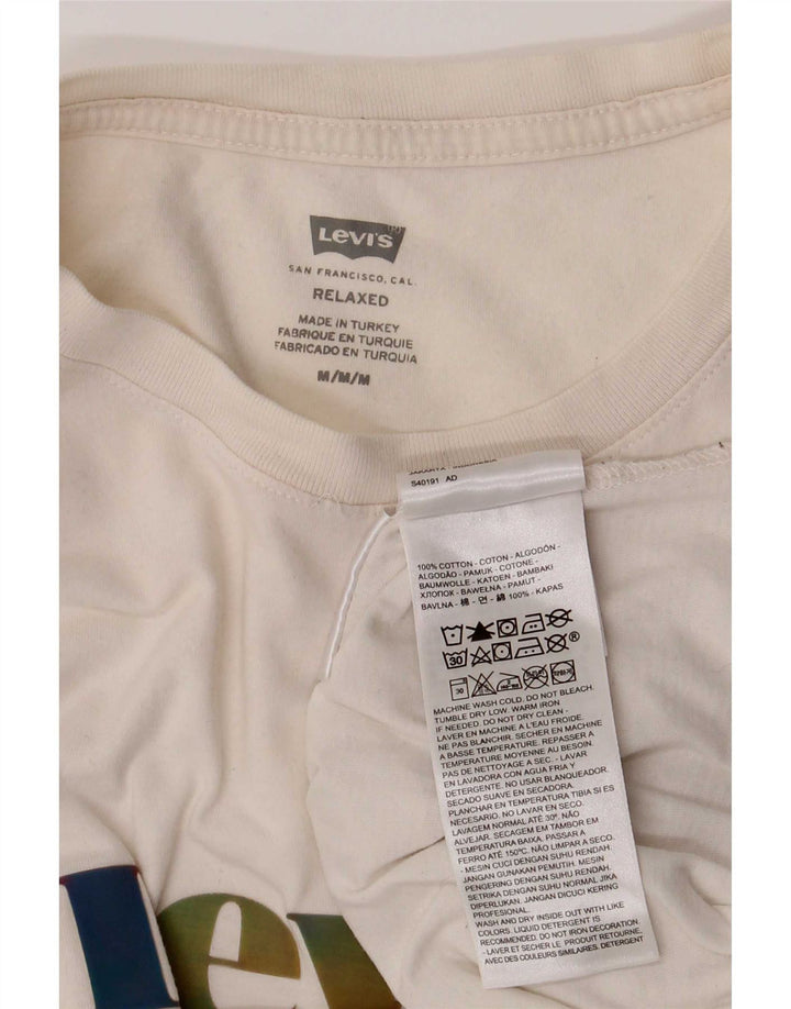 Женская футболка свободного кроя с графическим рисунком Levi's, хлопковый топ, средний размер (Великобритания) белого цвета