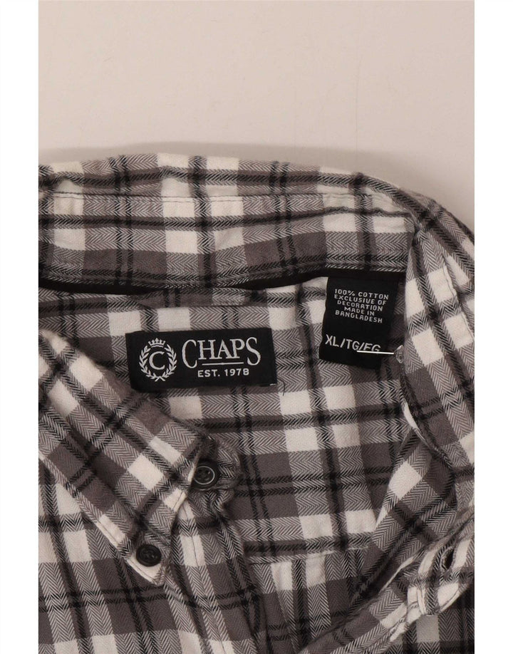 Мужская фланелевая рубашка Chaps XL, серая клетка, хлопок