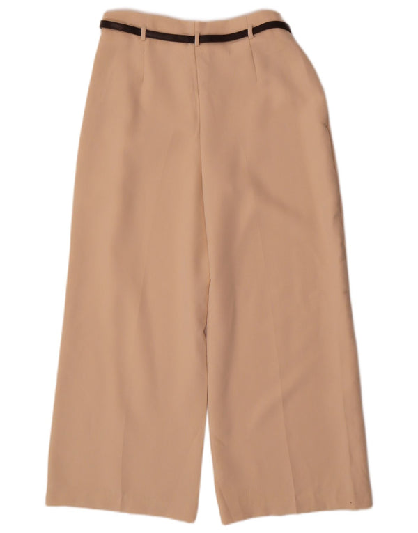 Женские укороченные широкие брюки Zara, маленькие W26 L25, бежевый полиэстер