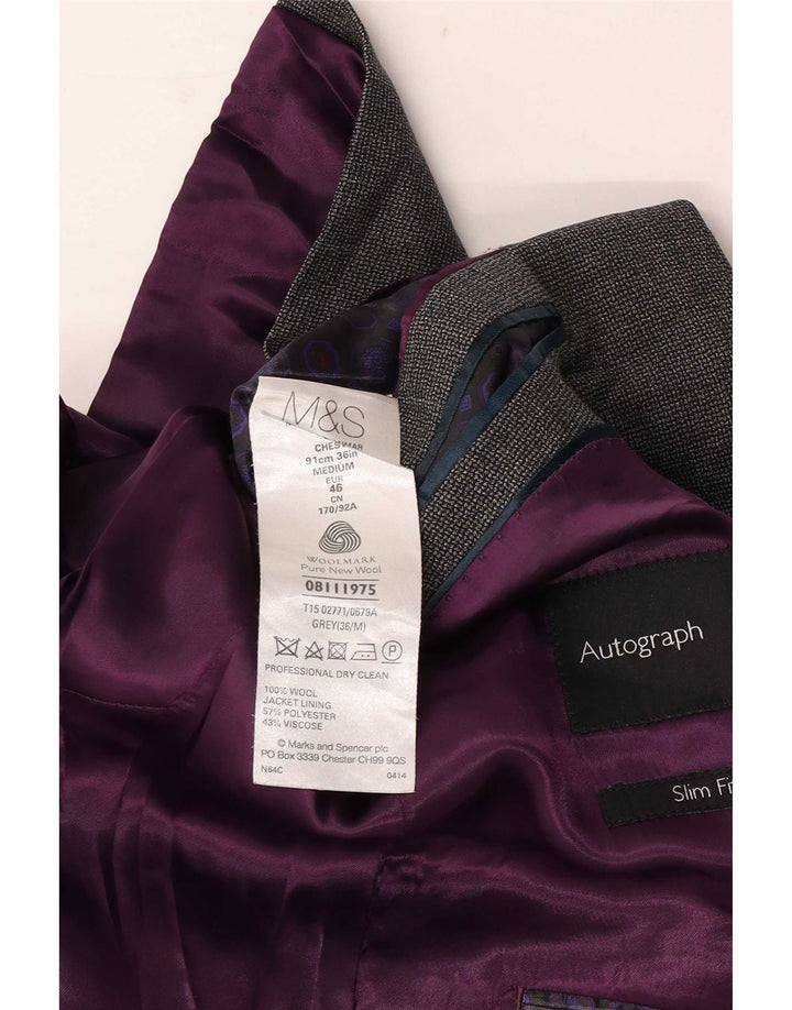 Мужской пиджак Marks & Spencer Autograph на 2 пуговицах EU 36, маленький серый