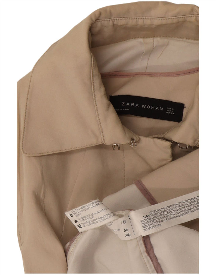 Женский тренч Zara UK 12, средний бежевый, хлопок