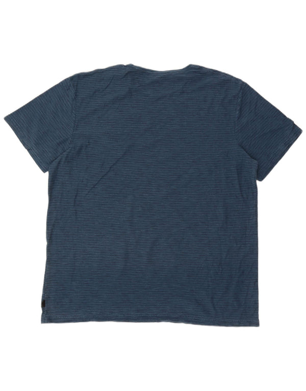 Мужская футболка Quiksilver Modern Fit, топ 2XL, синяя хлопковая полоска