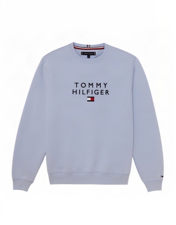 Мужской свитшот с рисунком Tommy Hilfiger, маленький синий хлопковый джемпер