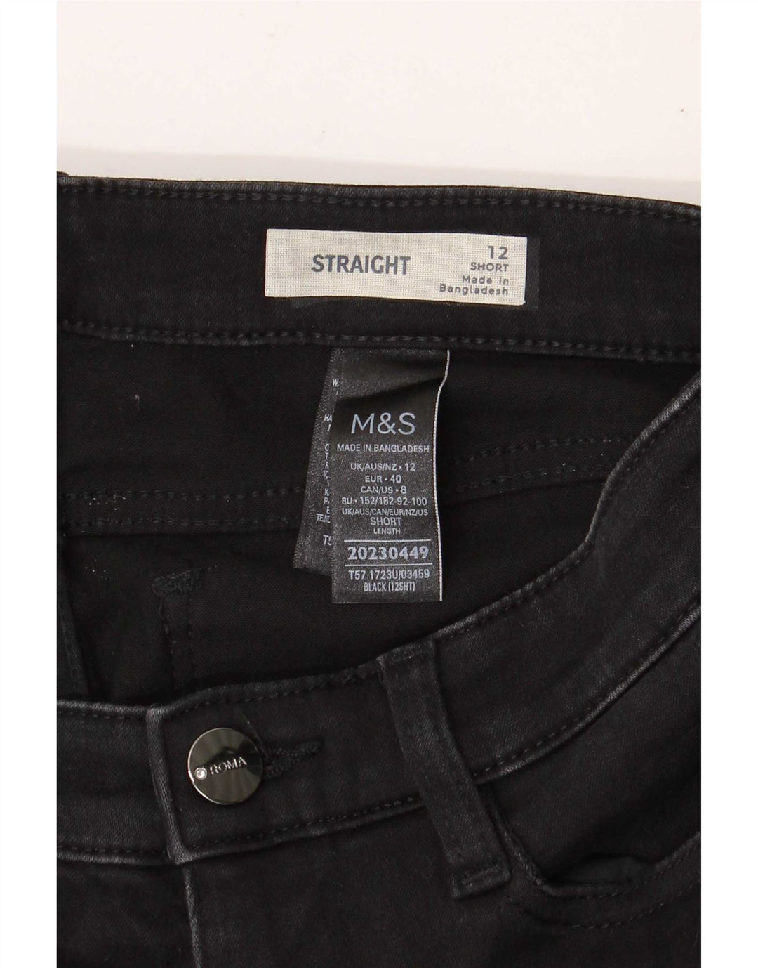 Женские короткие прямые джинсы Marks & Spencer UK 12, средние W28 L29, черные