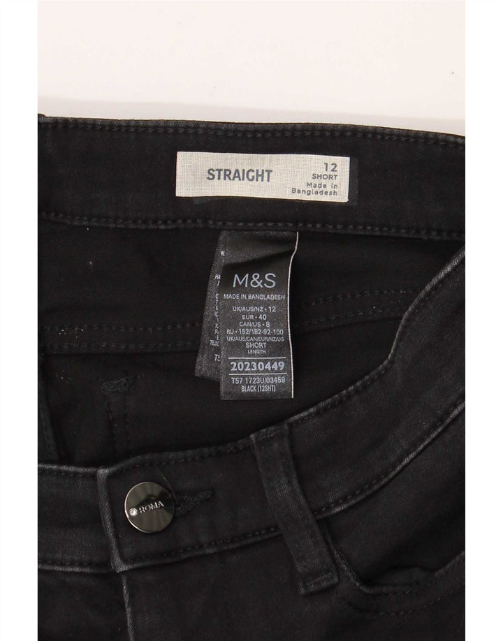 Женские короткие прямые джинсы Marks & Spencer UK 12, средние W28 L29, черные