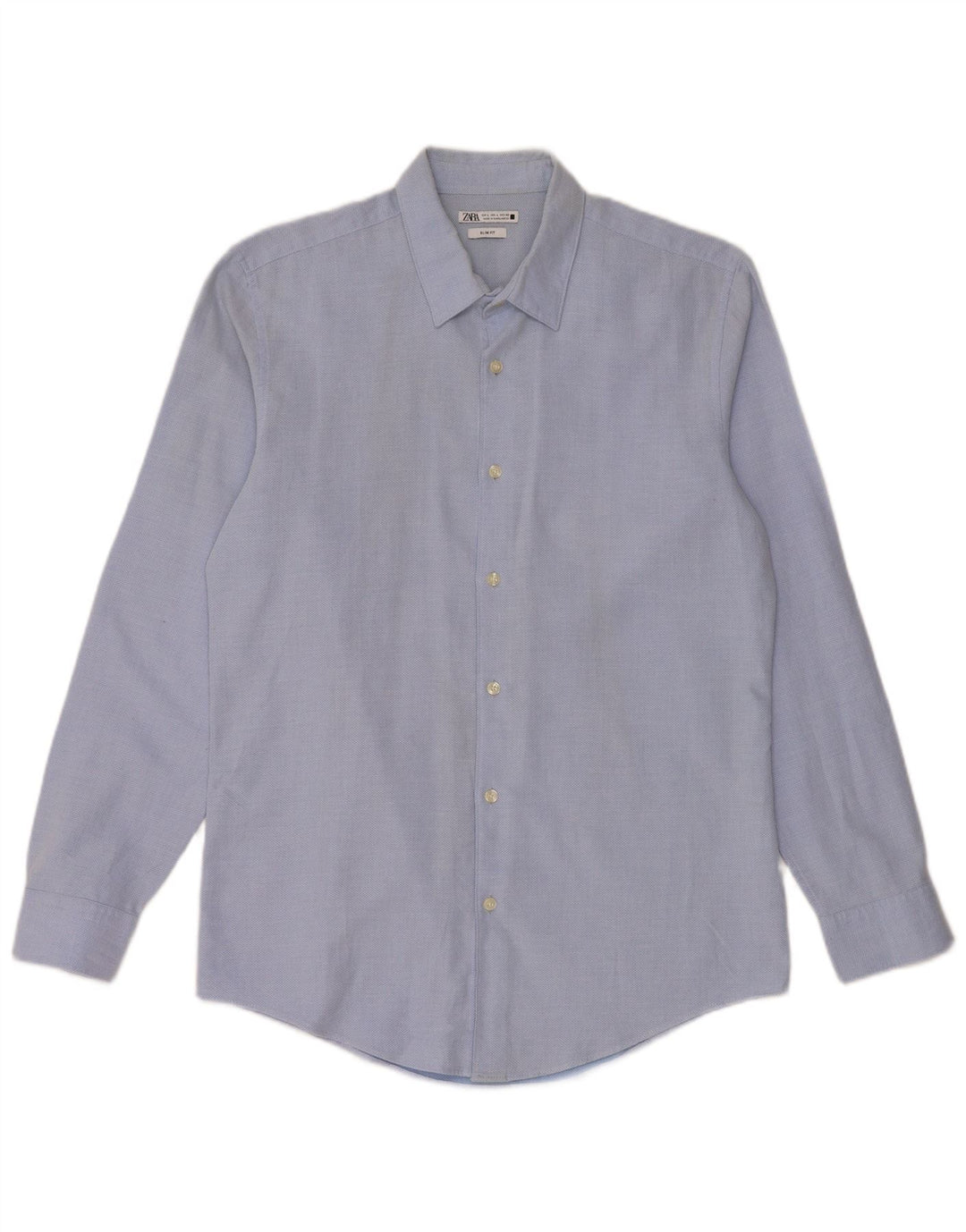 Мужская рубашка узкого кроя ZARA, большой синий хлопок