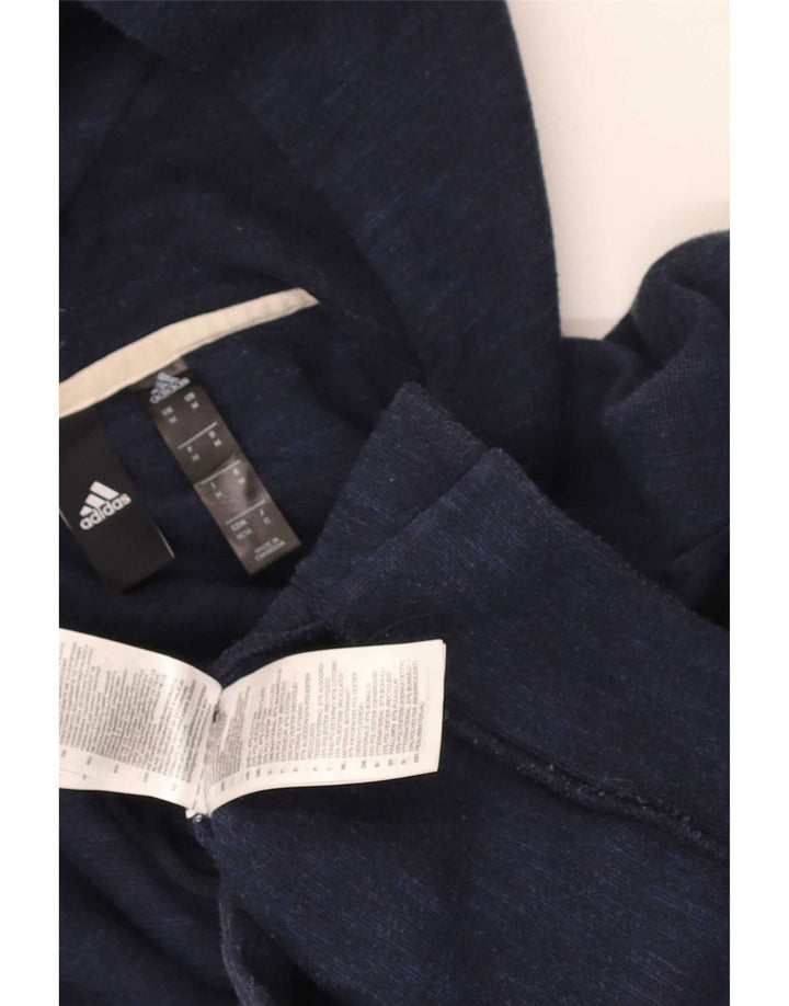 Мужской свитер с капюшоном на молнии Adidas среднего размера, темно-синий, хлопок