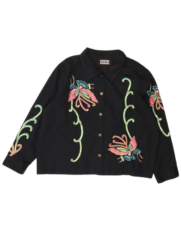INDIGO MOON Женский бомбер оверсайз UK 22 3XL Черная бабочка