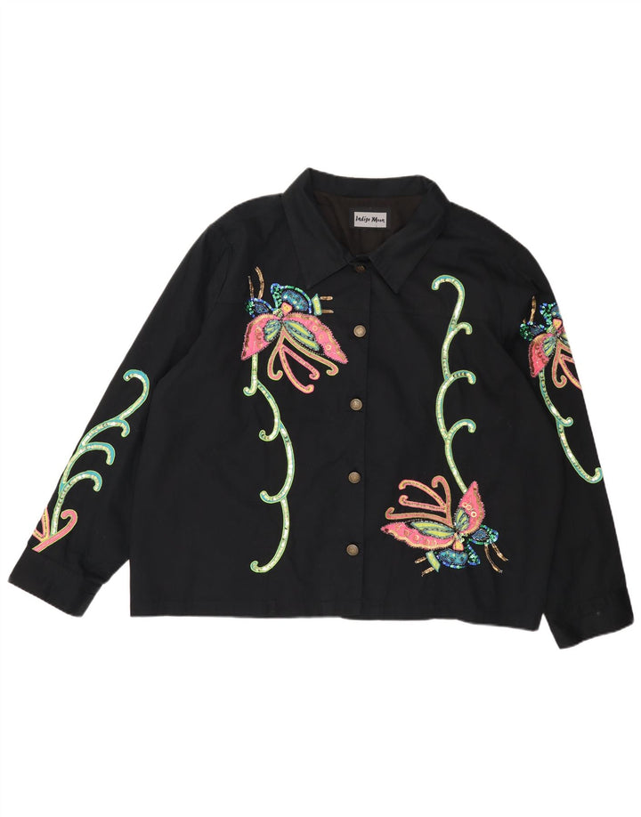 INDIGO MOON Женский бомбер оверсайз UK 22 3XL Черная бабочка