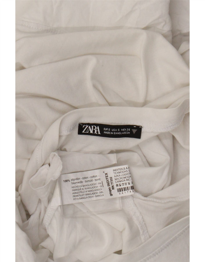 Женская блузка с рюшами спереди Zara, Великобритания, 10, маленький размер, белый хлопок