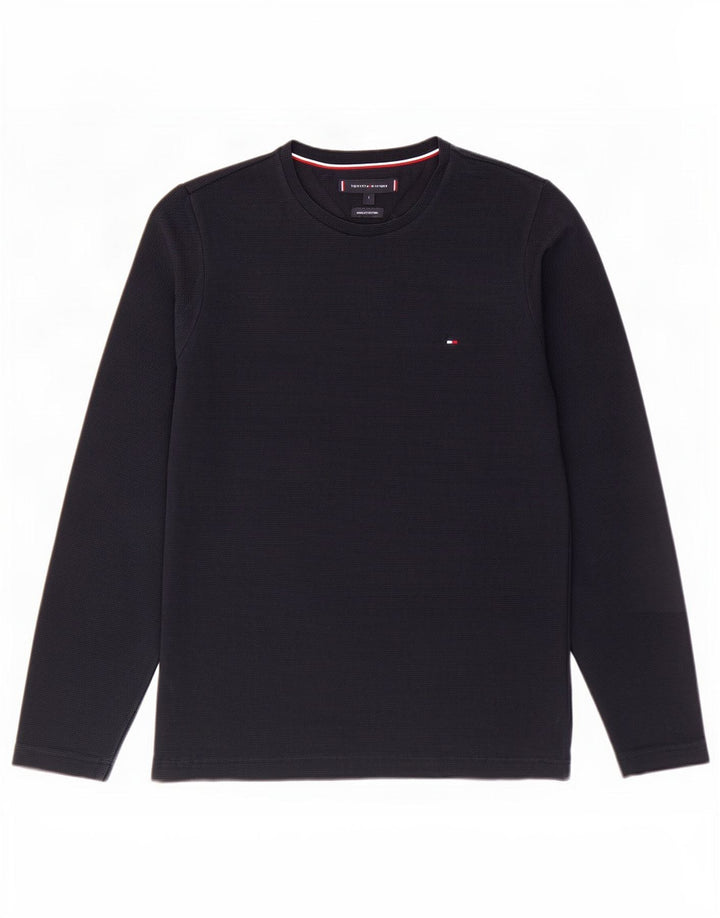 Tommy Hilfiger Мужской топ с длинным рукавом, маленький темно-синий, хлопок