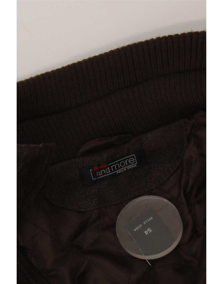Мужская кожаная куртка в стиле милитари Bata and More IT 54 2XL Коричневая