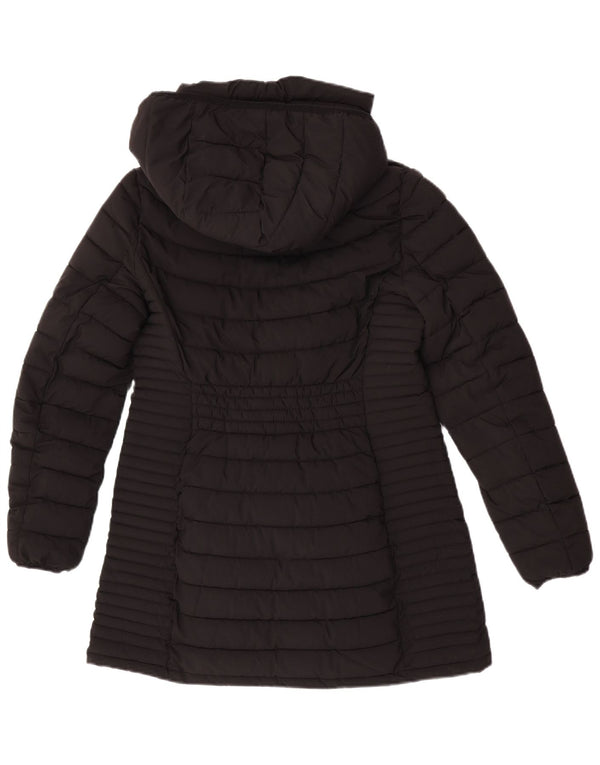 Женское стеганое пальто с капюшоном Dkny UK 12, средний черный полиэстер