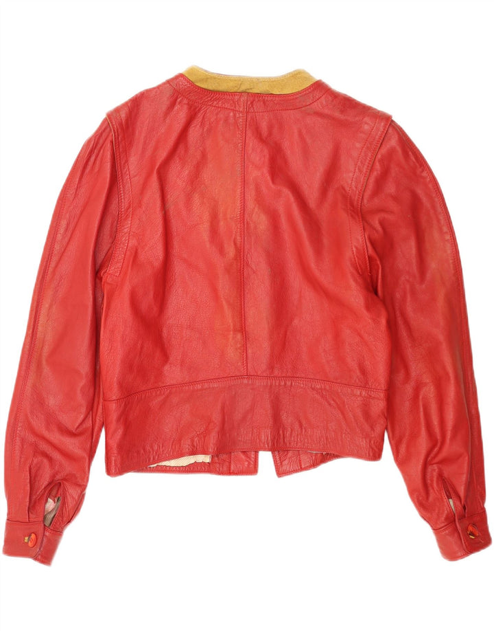 Женская укороченная кожаная куртка Marcos IT 44 Medium Red Leather Colourblock Leather