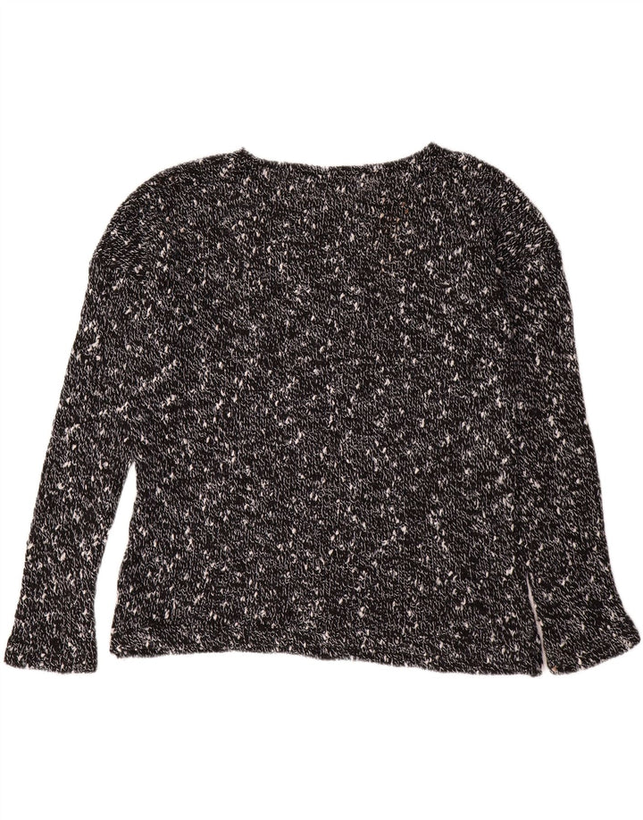 ZARA Womens Oversized Boat Neck Jumper Sweater UK 14 Medium Black Flecked