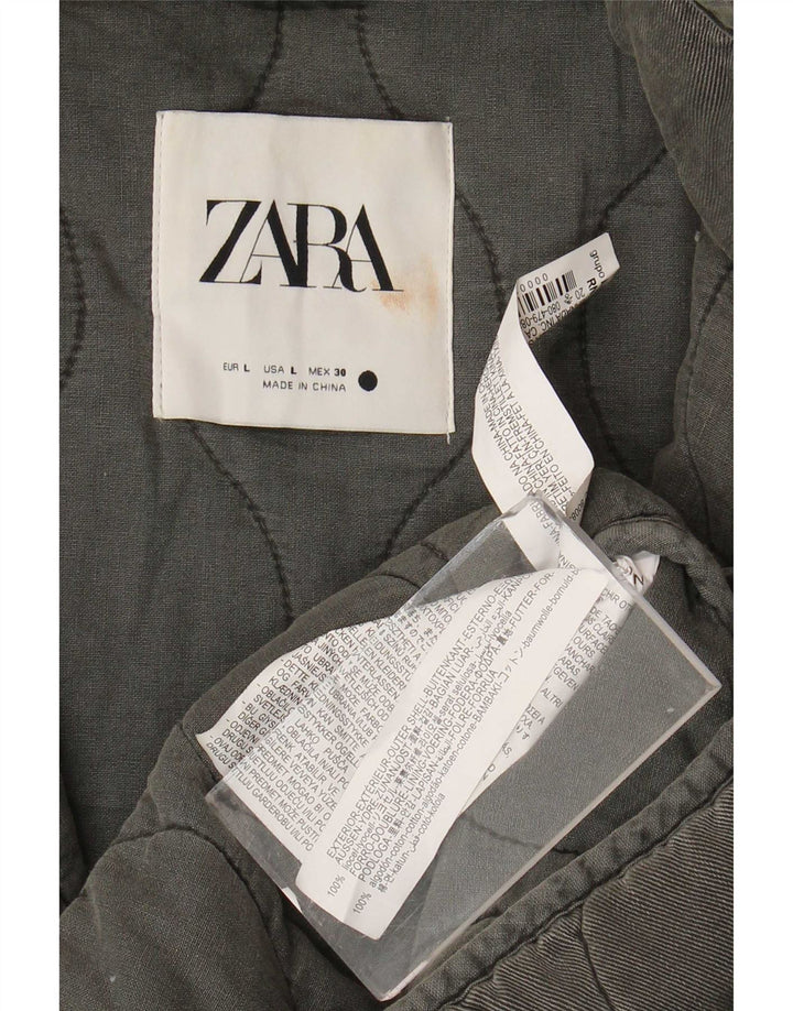 Женская стеганая куртка оверсайз Zara UK 16, большой серый лиоцелл