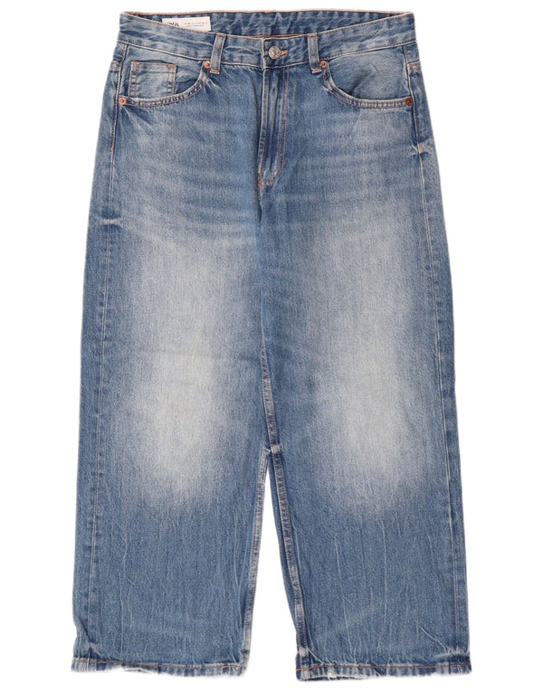 Женские укороченные джинсы Zara с высокой талией EU 36 XS W26 L24 Синие, хлопок