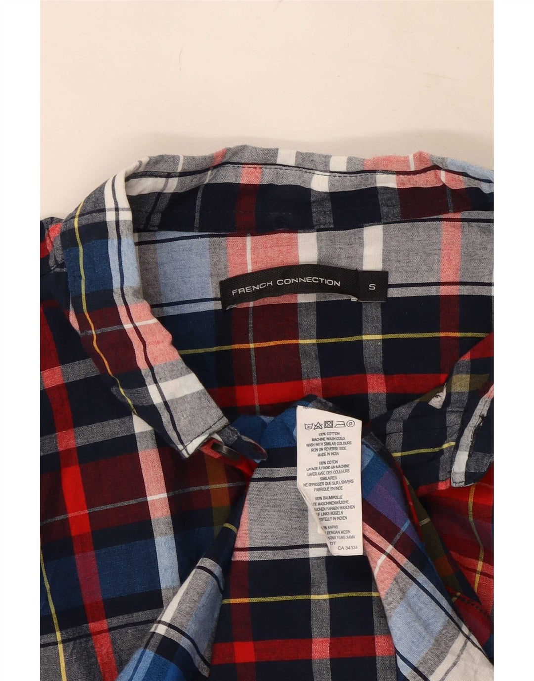 Мужская рубашка French Connection, маленькая разноцветная клетчатая хлопковая ткань