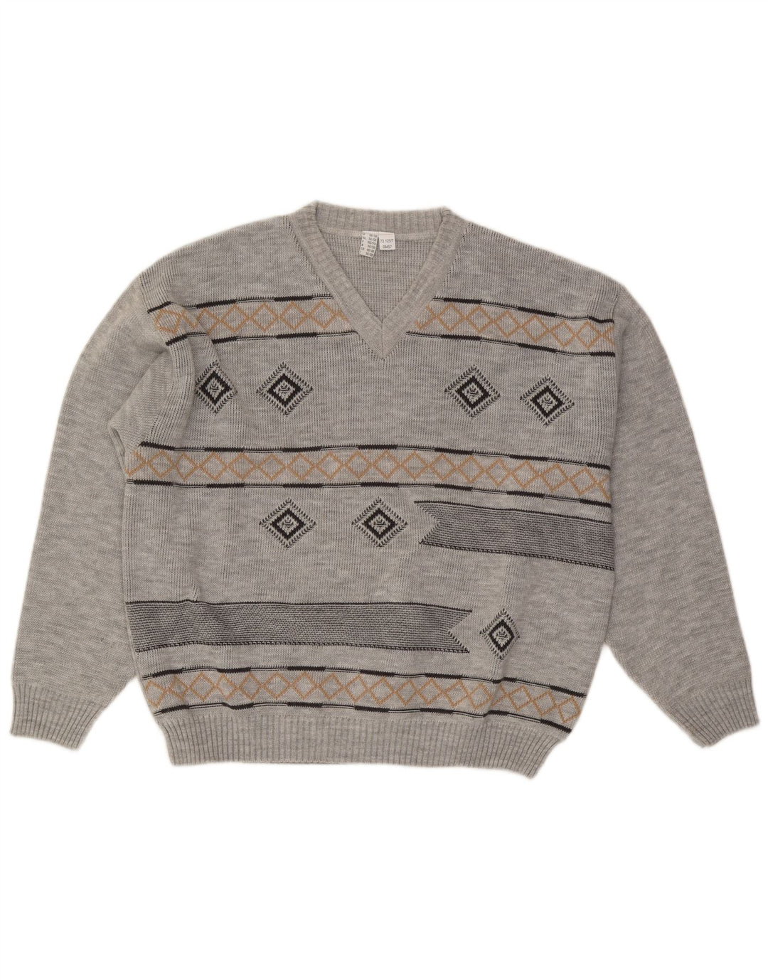 ВИНТАЖНЫЙ мужской джемпер с v-образным вырезом, Великобритания, 46/48, 2XL, серый аргайл/бриллиантовый