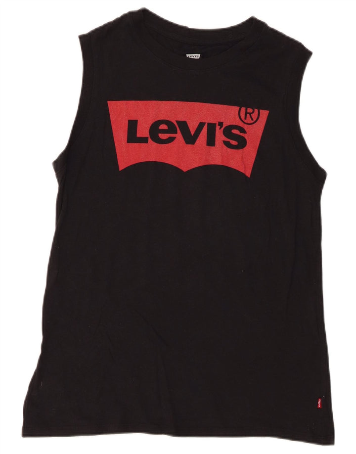 Женский жилет с рисунком Levi's Top UK 10, маленький, черный, хлопок