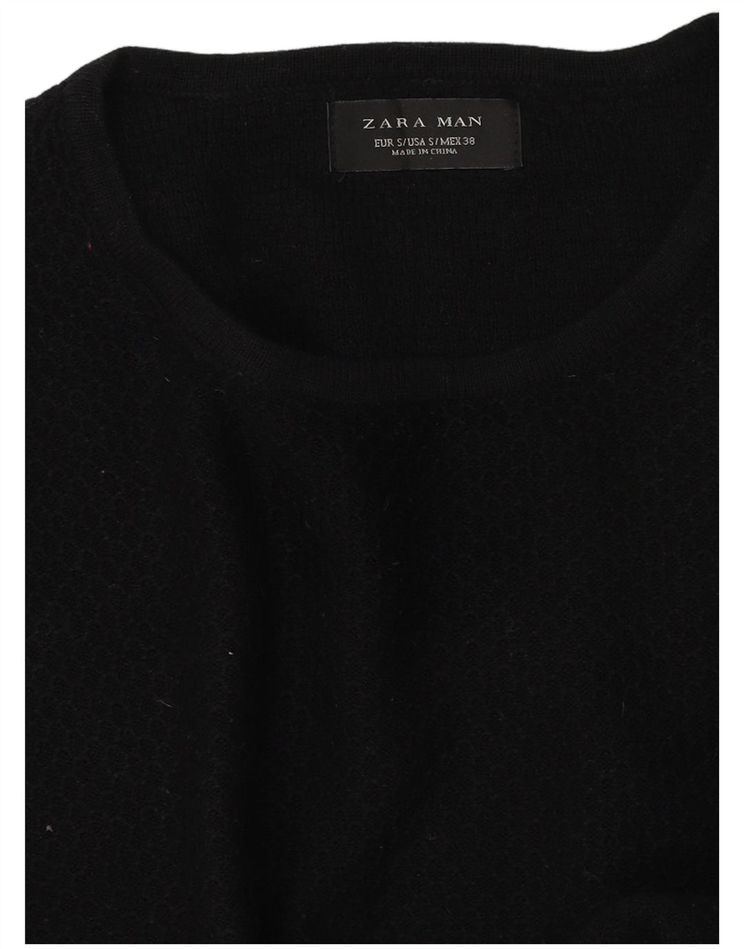 Мужской джемпер с круглым вырезом Zara, маленький черный