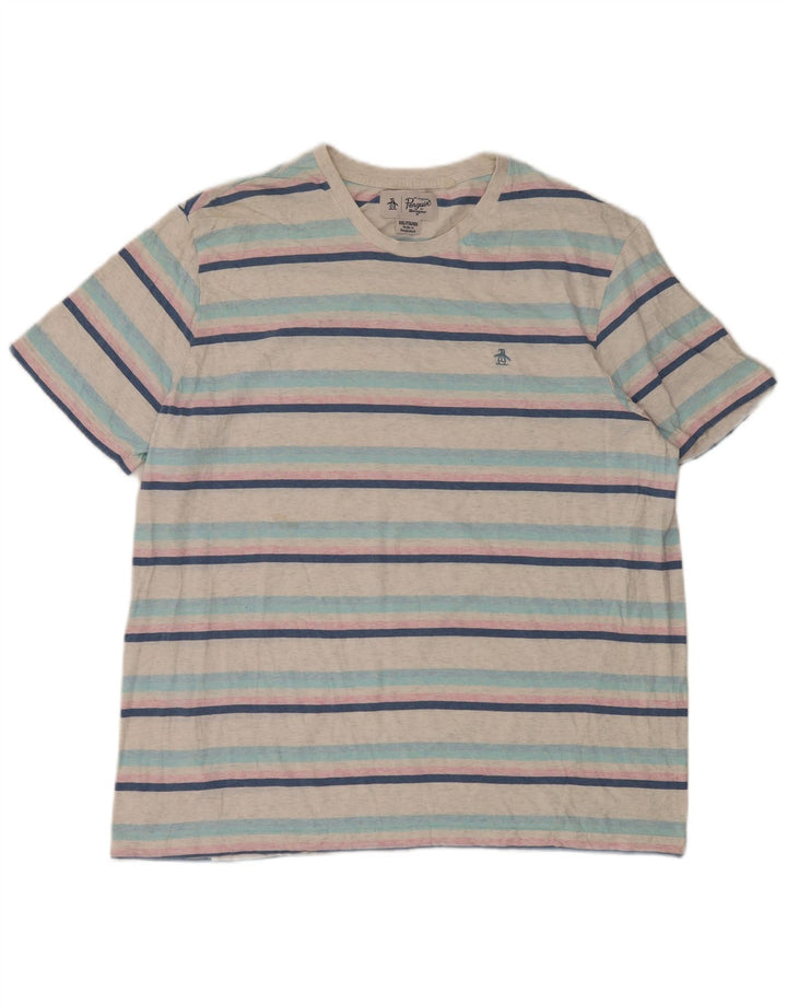 Мужская футболка Penguin Top 2XL, хлопок в белую полоску