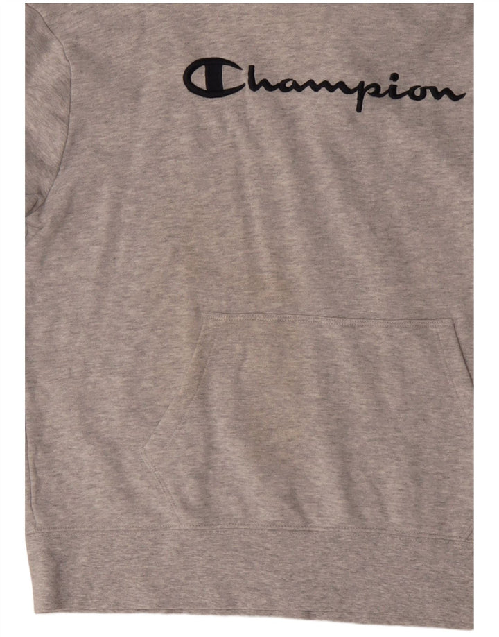 Женский джемпер с капюшоном CHAMPION UK 14, хлопок среднего серого цвета с крапинками