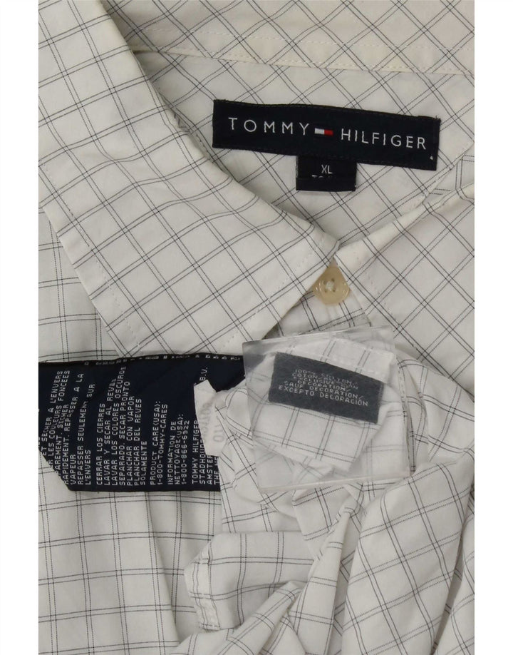 Мужская рубашка Tommy Hilfiger XL в белую клетку из хлопка