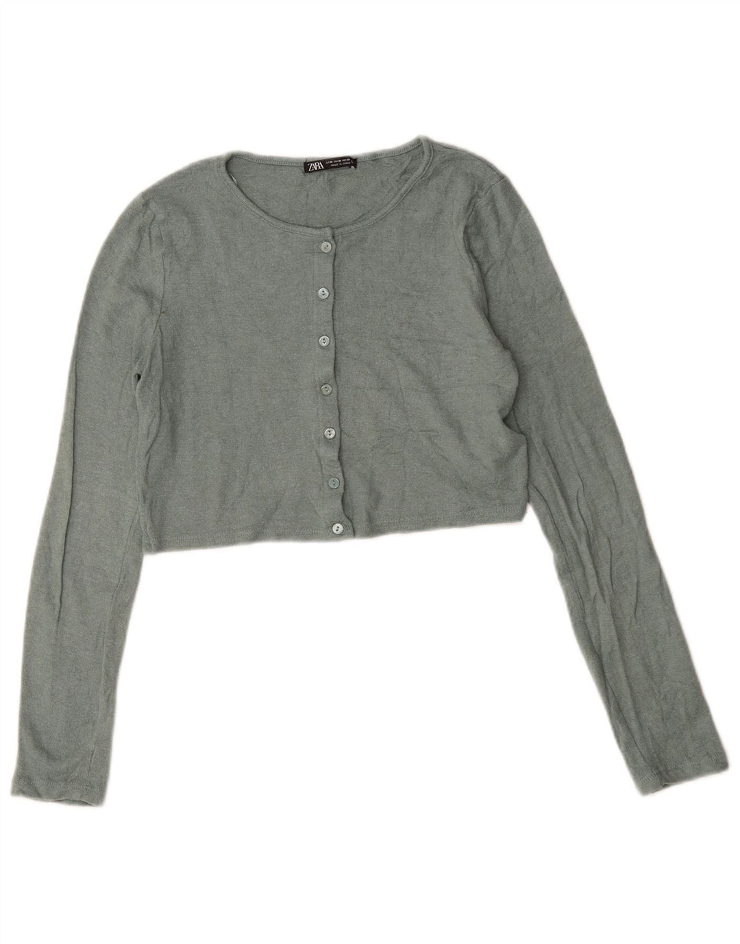 Женский укороченный кардиган Zara UK 12, средний зеленый вискоза
