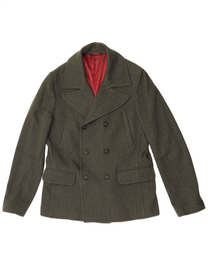 Мужское полупальто Liu Jo UK 40, большая зеленая шерсть с рисунком «елочка»