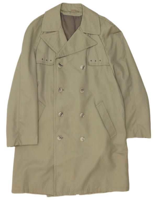 Vintage Mens Double Breasted Trench Coat IT 46 Small Khaki