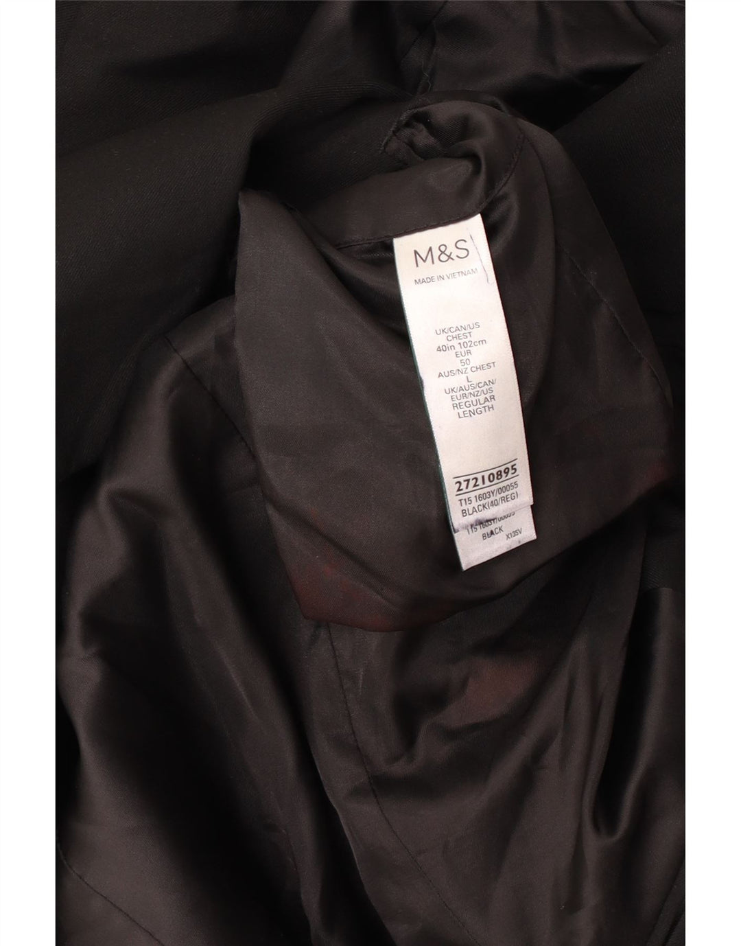 Мужской пиджак на двух пуговицах MARKS & SPENCER UK 40, средний черный, полиэстер