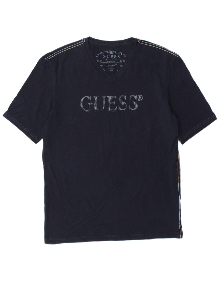 Мужская футболка Guess с графическим рисунком, средний темно-синий хлопок