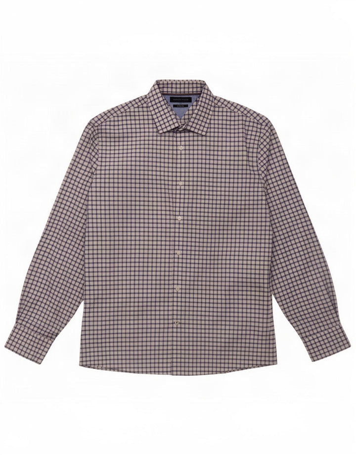 Мужская рубашка Tommy Hilfiger, размер 16, 1/2, большая белая клетка, хлопок