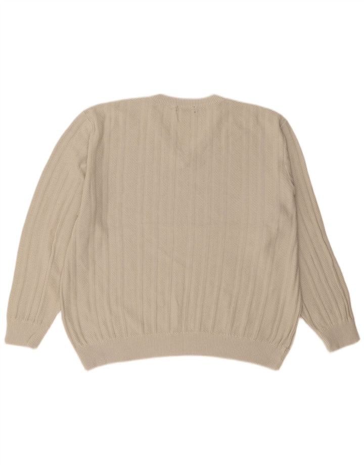 MARKS & SPENCER Mens V-Neck Jumper Sweater XL Beige Cotton