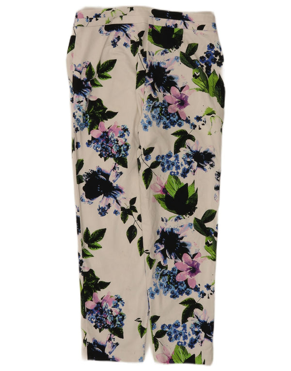 Женские брюки чинос Marks & Spencer UK 8, маленькие W28 L24, белые с цветочным принтом
