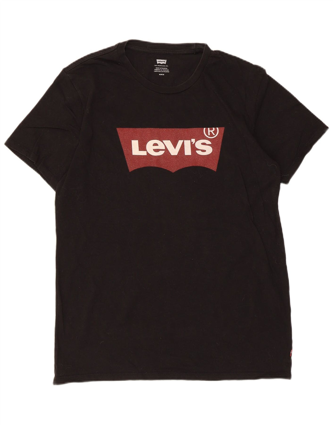 Мужская футболка с рисунком Levi's, верх среднего размера, черный хлопок, хлопок