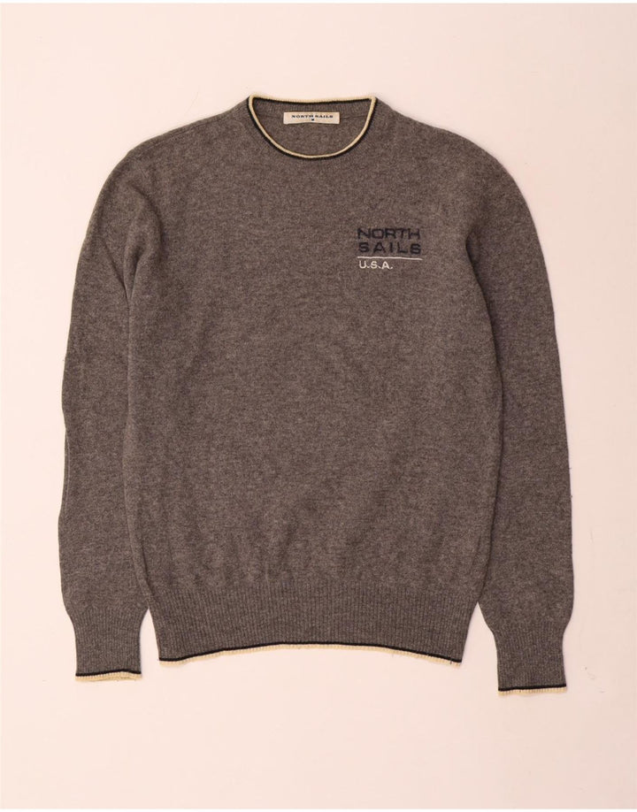 Мужской джемпер с круглым вырезом North Sails, серый шерстяной свитер с крапинками
